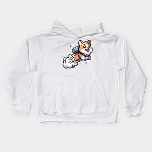 corgi to the moon Kids Hoodie